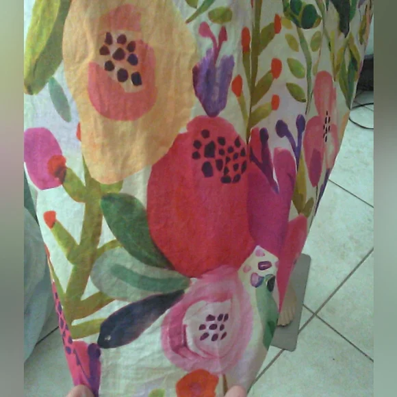 BOUTIQUE MEGA FLORAL Dress (COTTON) BRIGHT PUFF SLV. LINED BOXY SZ. LG GORGEOUS - Picture 9 of 9